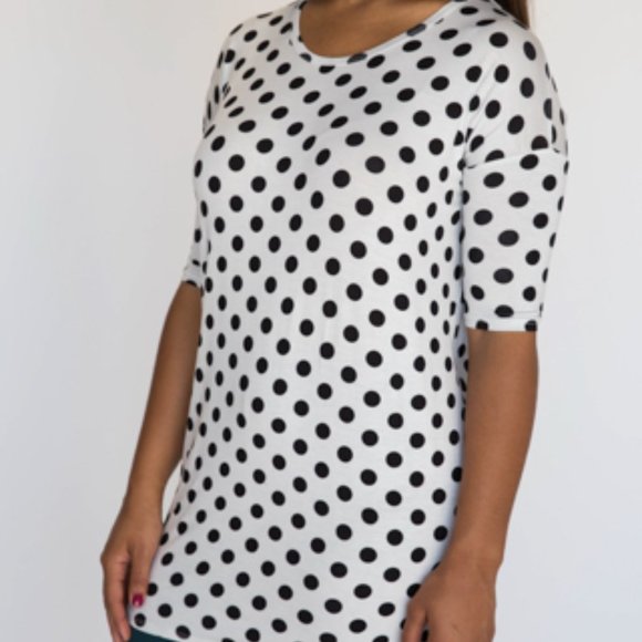 Agnes & Dora Medium Hi-Lo Tunic Super Sweet Spots on White NWT Original Dust Bag - Picture 6 of 9
